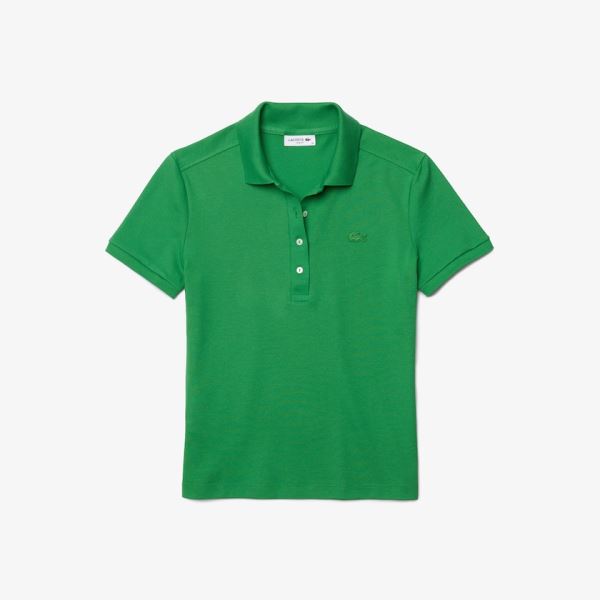 Lacoste Stretch Cotton Piqué Polo Shirt - Polo Dámské Zelene | CZ-InzXRC